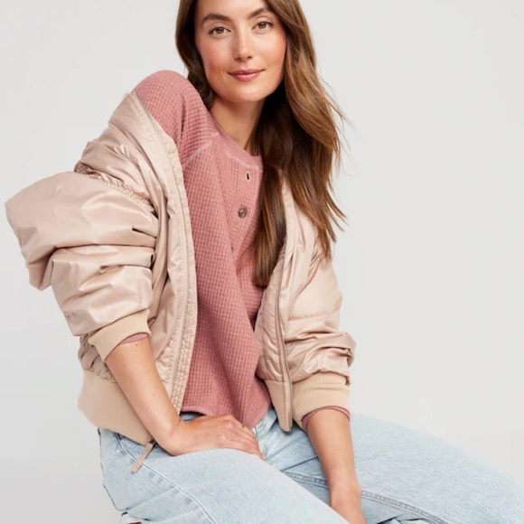 NWT OLD NAVY Waffle-Knit Henley Top Color: Dusty Pink - Picture 4 of 7